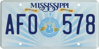 MS license plate AFO578