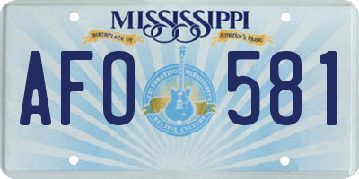 MS license plate AFO581