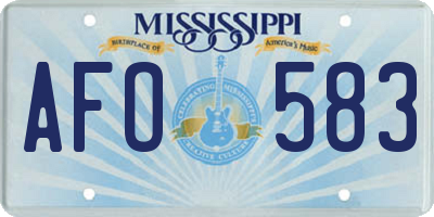 MS license plate AFO583