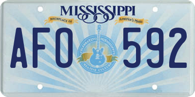 MS license plate AFO592