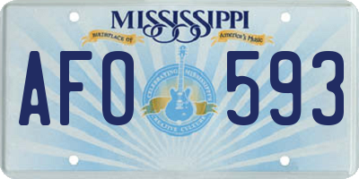 MS license plate AFO593