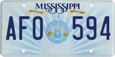 MS license plate AFO594