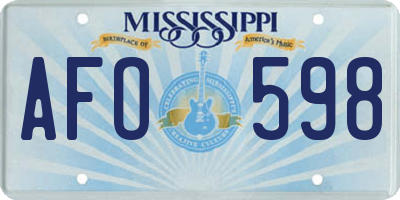 MS license plate AFO598
