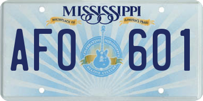 MS license plate AFO601