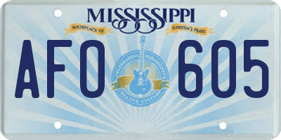 MS license plate AFO605