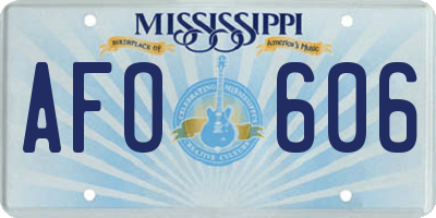 MS license plate AFO606
