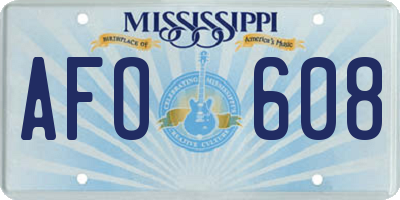MS license plate AFO608