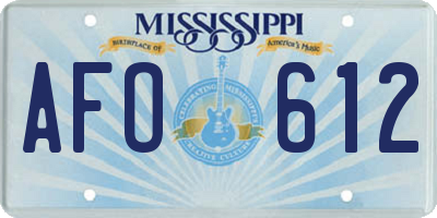 MS license plate AFO612