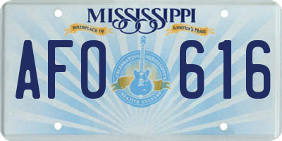 MS license plate AFO616