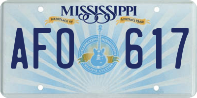 MS license plate AFO617