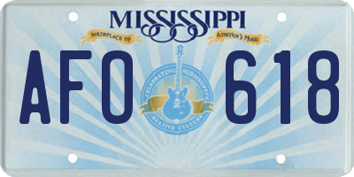 MS license plate AFO618