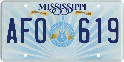 MS license plate AFO619