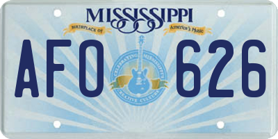 MS license plate AFO626