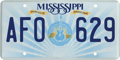 MS license plate AFO629