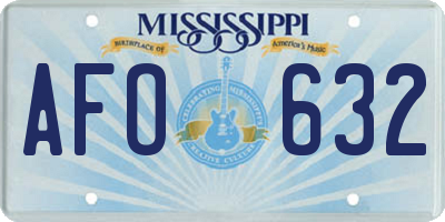 MS license plate AFO632