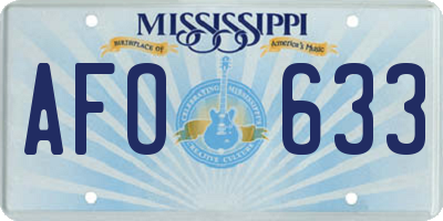 MS license plate AFO633