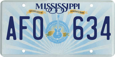 MS license plate AFO634