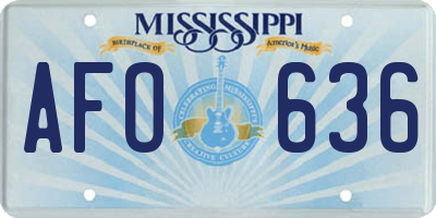 MS license plate AFO636