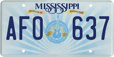 MS license plate AFO637