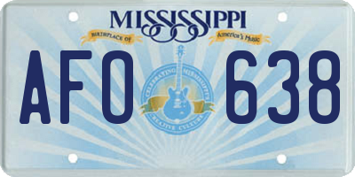 MS license plate AFO638