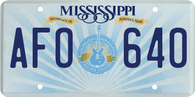 MS license plate AFO640