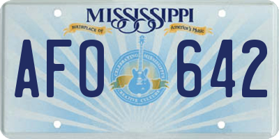 MS license plate AFO642