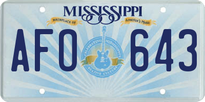 MS license plate AFO643