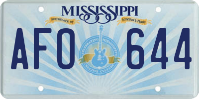 MS license plate AFO644