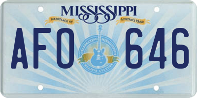 MS license plate AFO646