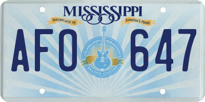 MS license plate AFO647