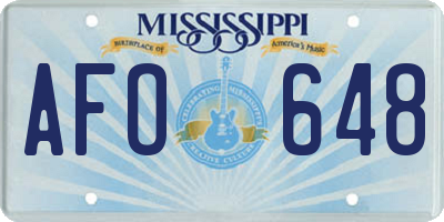 MS license plate AFO648
