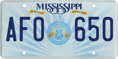 MS license plate AFO650