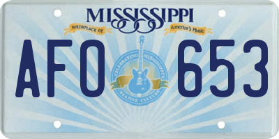 MS license plate AFO653