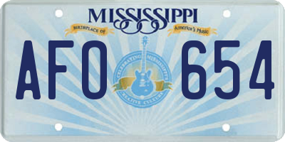 MS license plate AFO654