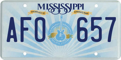 MS license plate AFO657