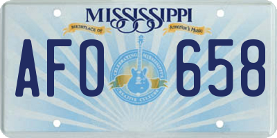 MS license plate AFO658