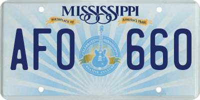 MS license plate AFO660