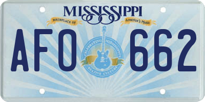 MS license plate AFO662