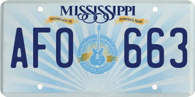 MS license plate AFO663