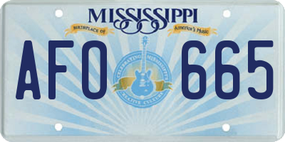 MS license plate AFO665