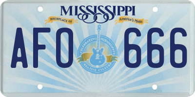 MS license plate AFO666