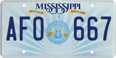 MS license plate AFO667
