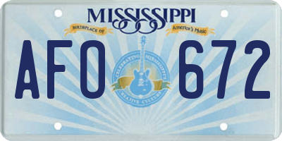 MS license plate AFO672