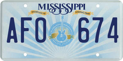MS license plate AFO674