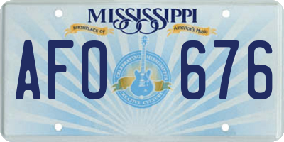MS license plate AFO676
