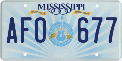 MS license plate AFO677