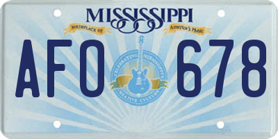 MS license plate AFO678