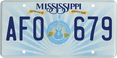 MS license plate AFO679