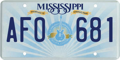 MS license plate AFO681