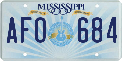 MS license plate AFO684